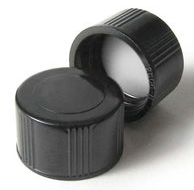 Chromatography Research Supplies 13 mm Screw Cap, 13-425 Thread, Solid Black Closed Top, PP, PTFE liner (100/pk)